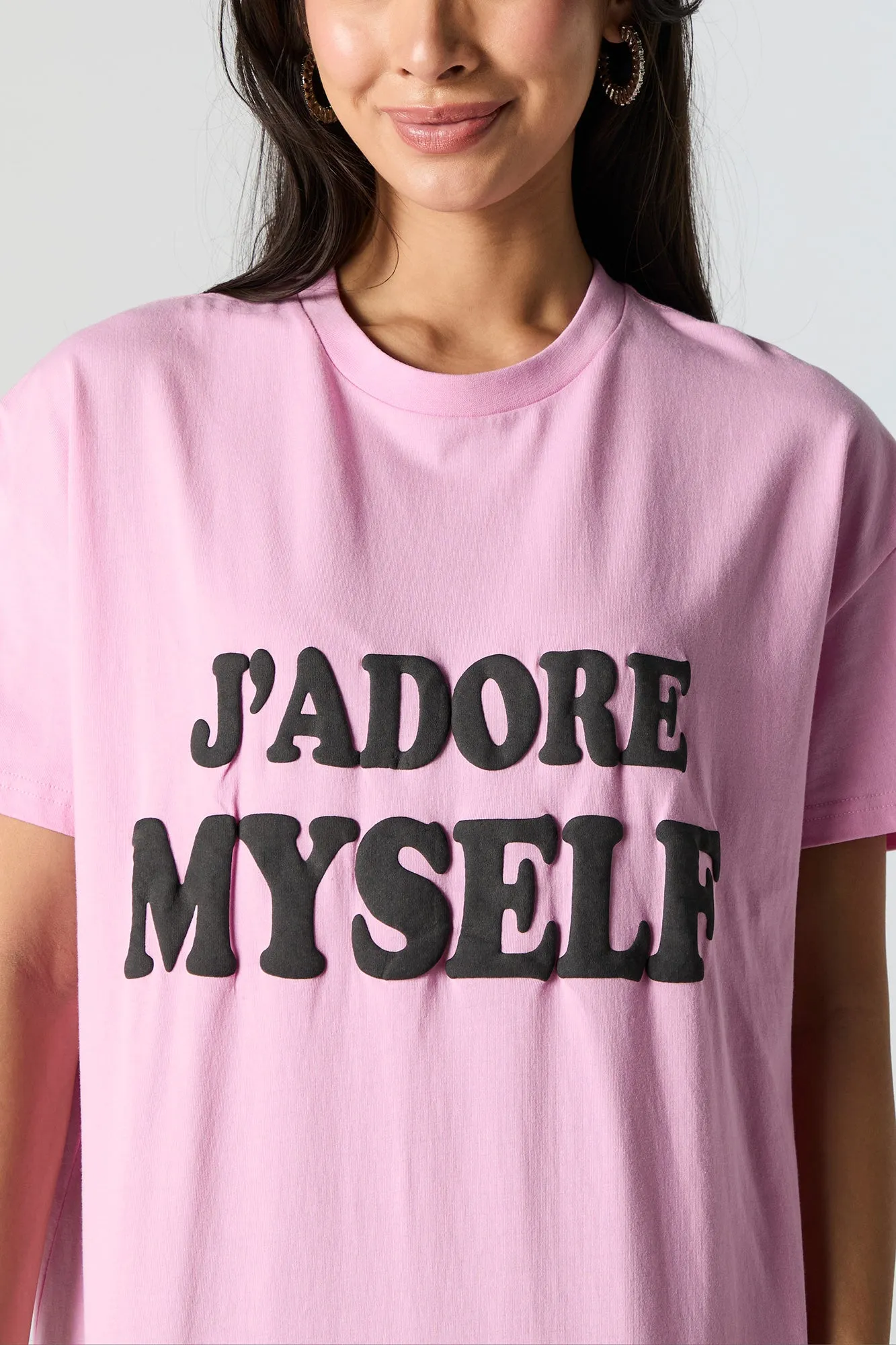 J'adore Myself Embroidered Oversized T-Shirt sold by Urban Planet product image thumbnail 2