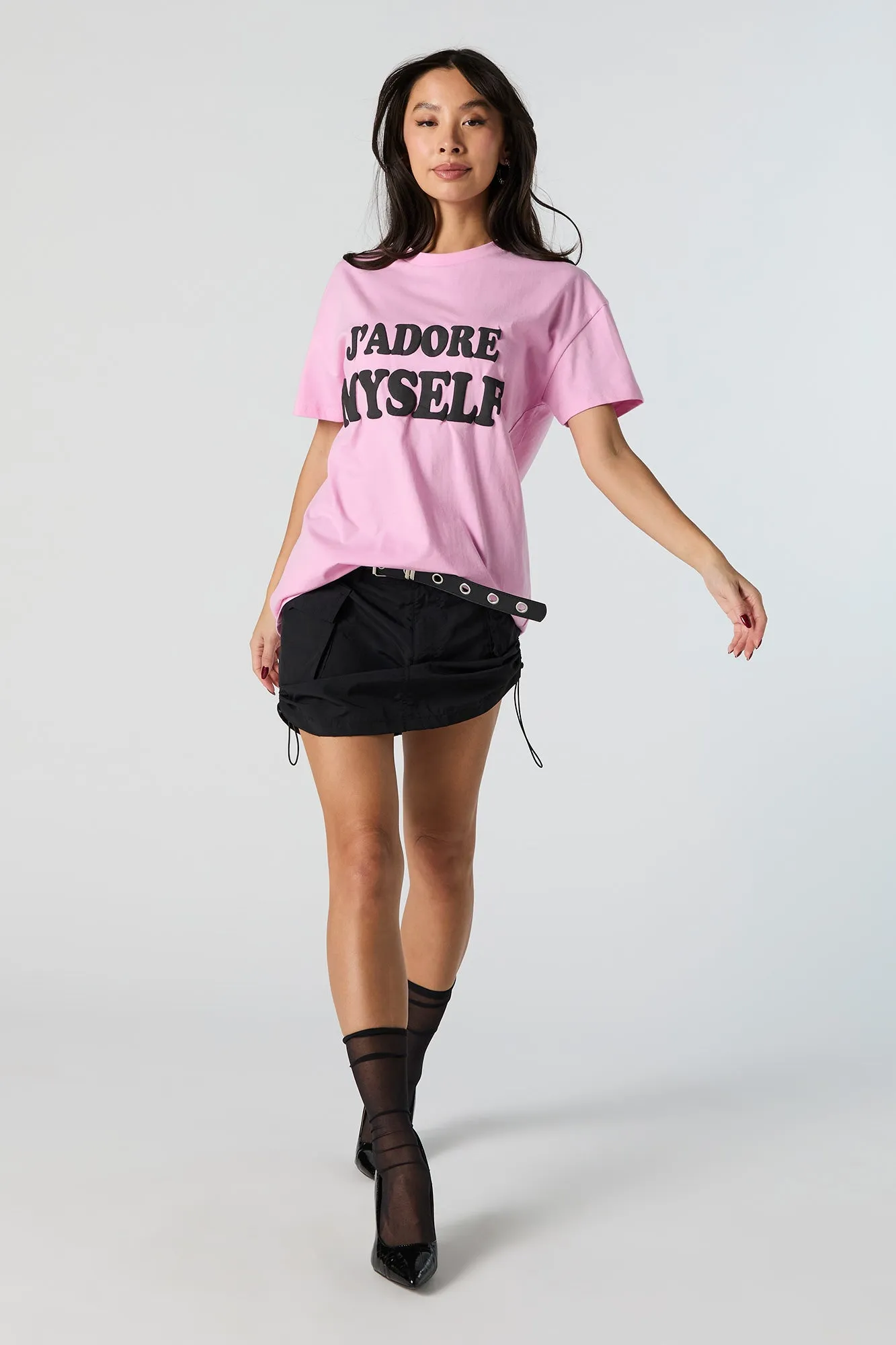 J'adore Myself Embroidered Oversized T-Shirt sold by Urban Planet product image thumbnail 3