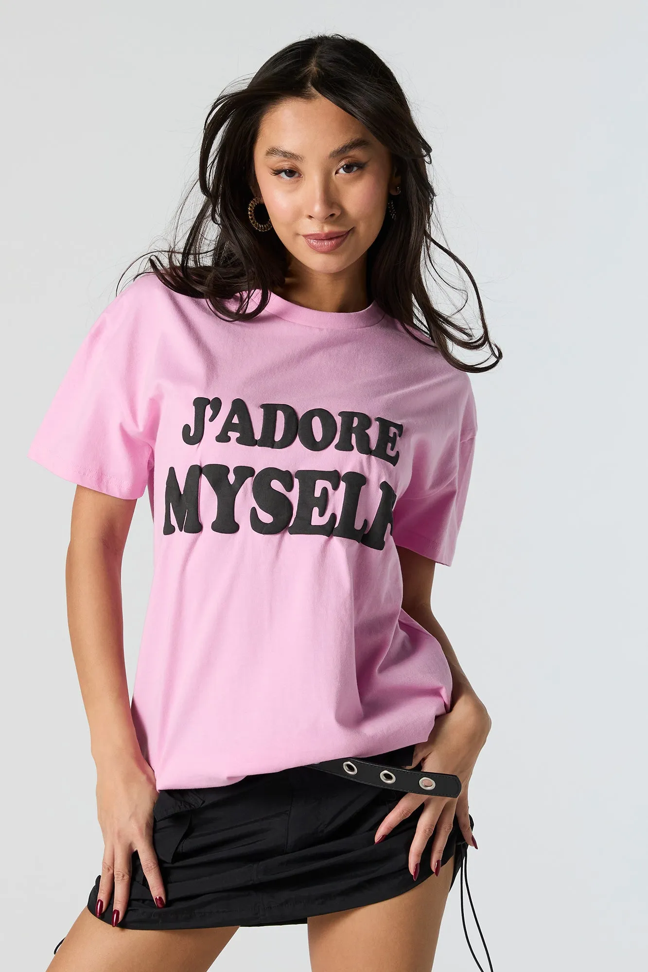 J'adore Myself Embroidered Oversized T-Shirt sold by Urban Planet