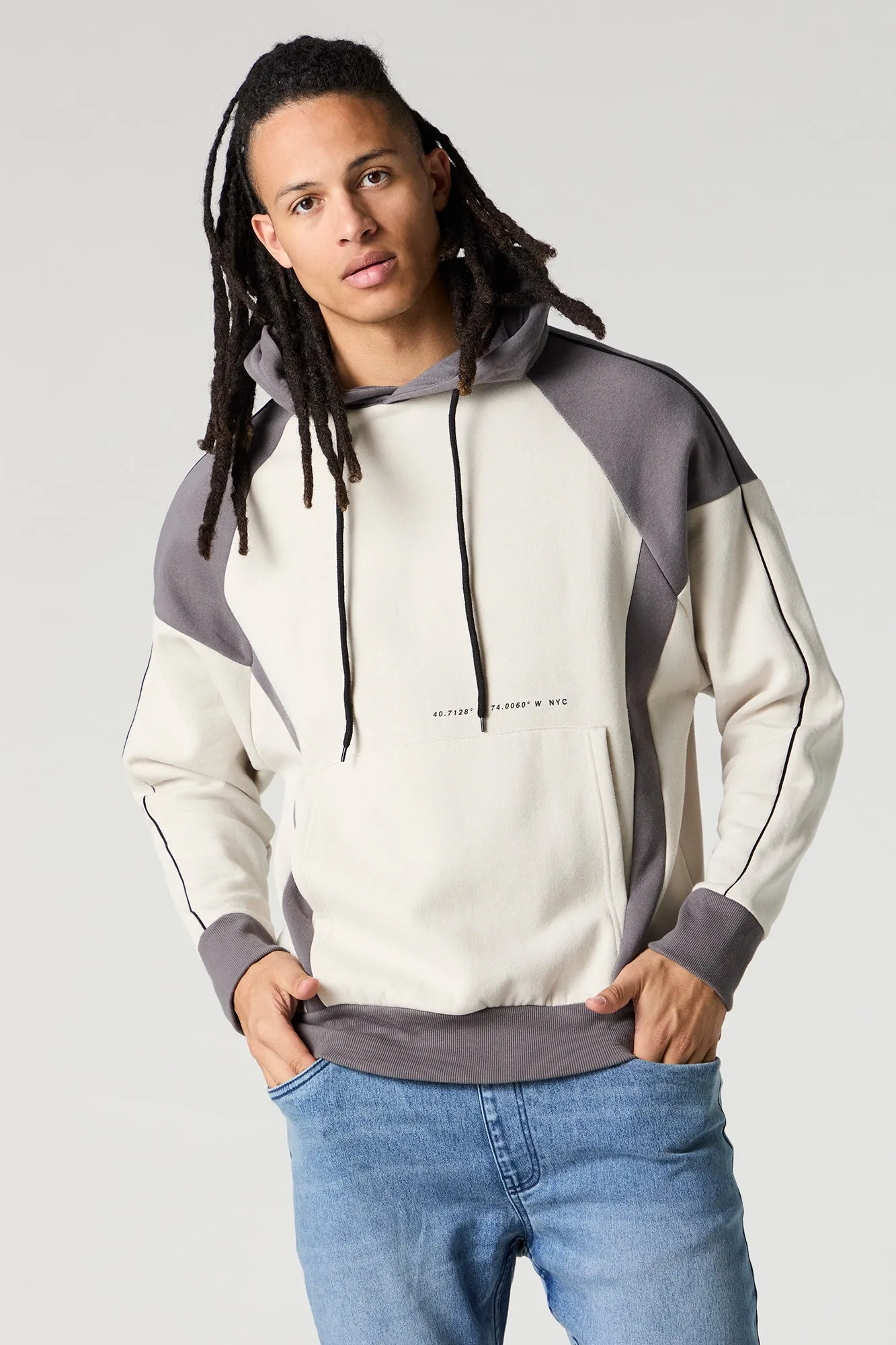 NYC Coordinates Graphic Colourblock Fleece Hoodie sold by Urban Planet product image thumbnail 5