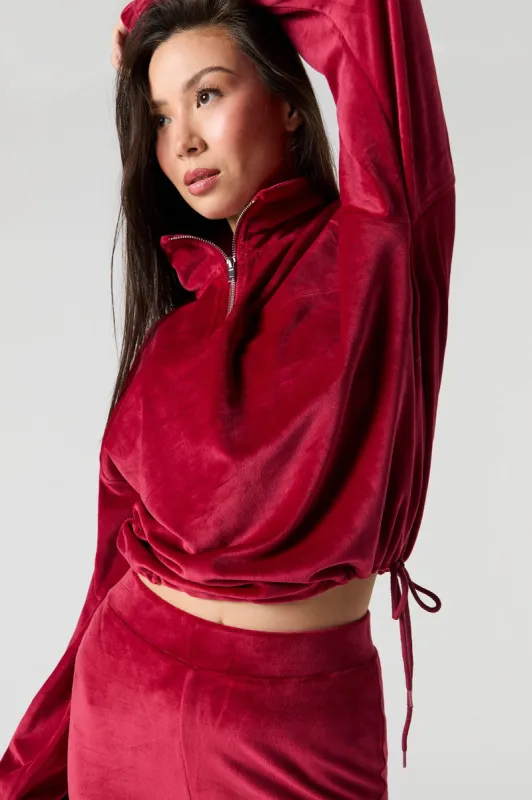 Velour Quarter Zip Sweatshirt made by Urban Planet