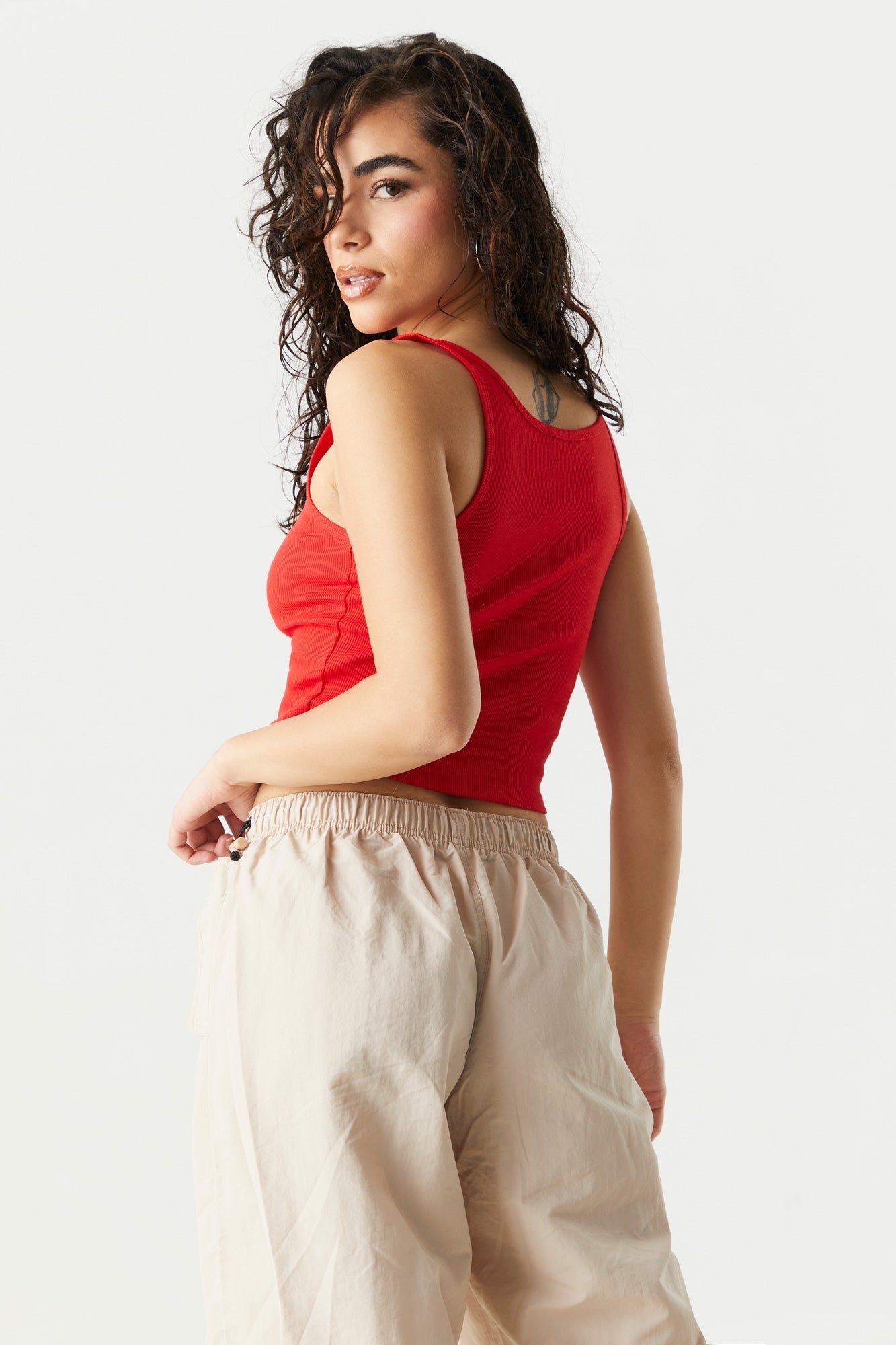 Coloured Ribbed Scoop Neck Cropped Tank sold by Urban Planet product image thumbnail 11