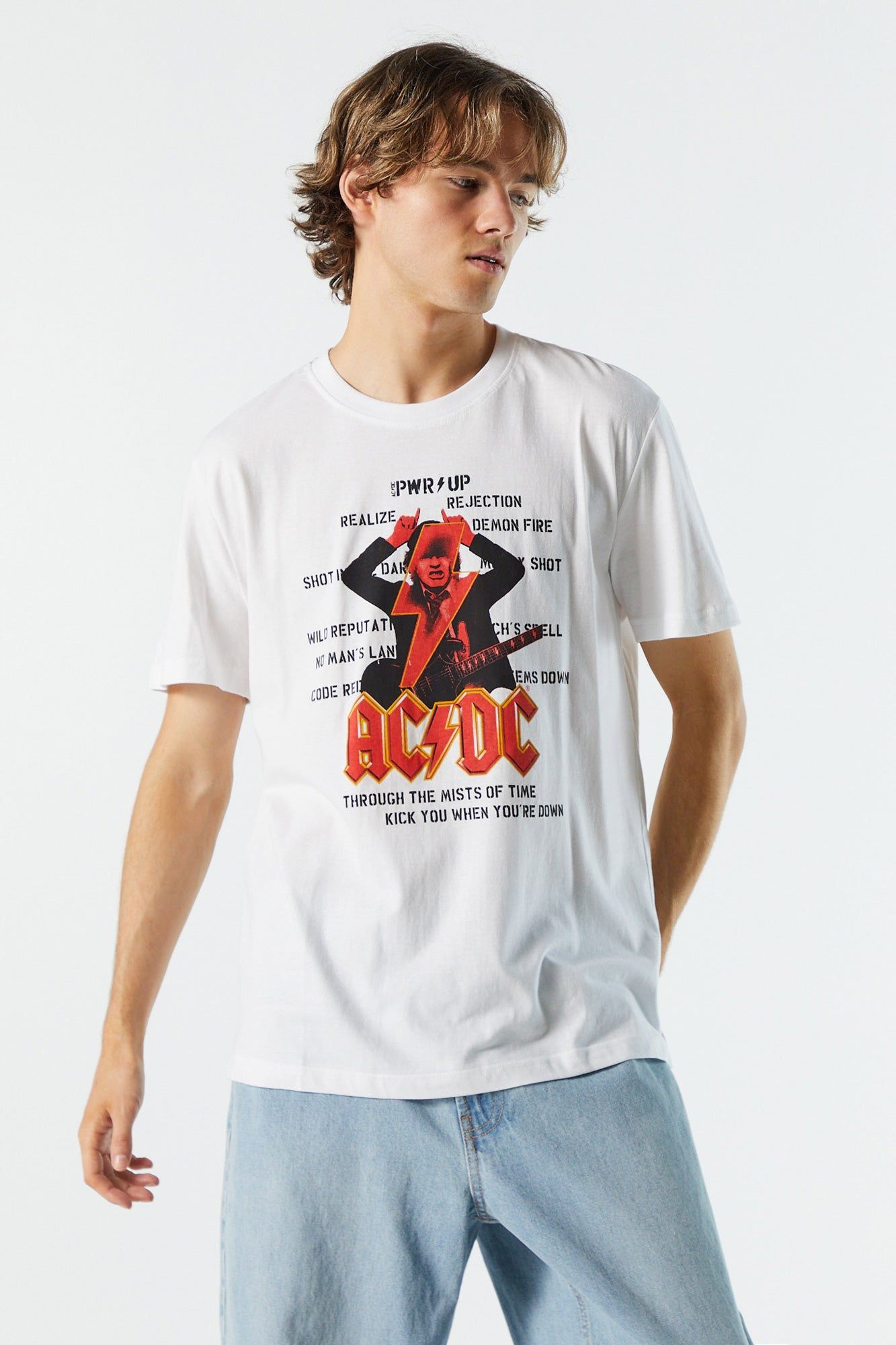 White ACDC Graphic T-Shirt sold by Urban Planet
