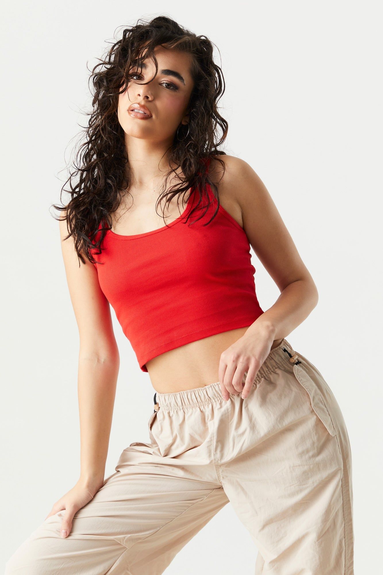 Coloured Ribbed Scoop Neck Cropped Tank sold by Urban Planet product image thumbnail 10