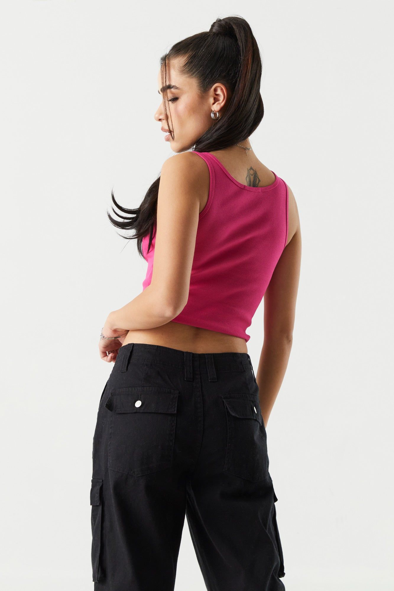 Coloured Ribbed Scoop Neck Cropped Tank sold by Urban Planet product image thumbnail 5