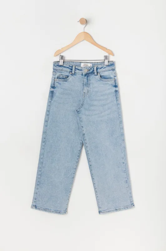 Jean à jambe large Osaka délavé pâle à taille haute pour fille sold by Urban Planet