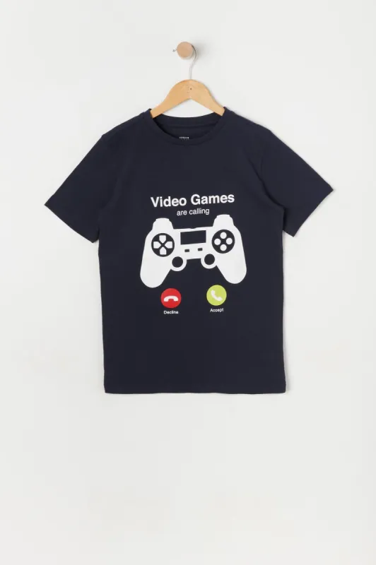 T-shirt à imprimé Video Games Are Calling pour garçon sold by Urban Planet