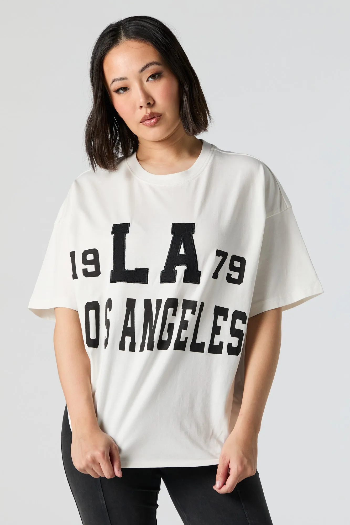 LA Embroidered Oversized T-Shirt sold by Urban Planet