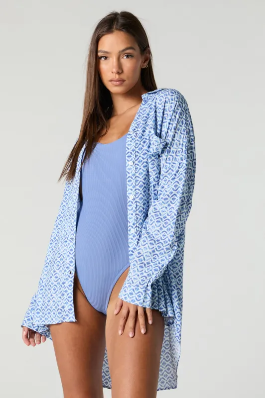 Haut couvre-maillot boutonné imprimé sold by Urban Planet