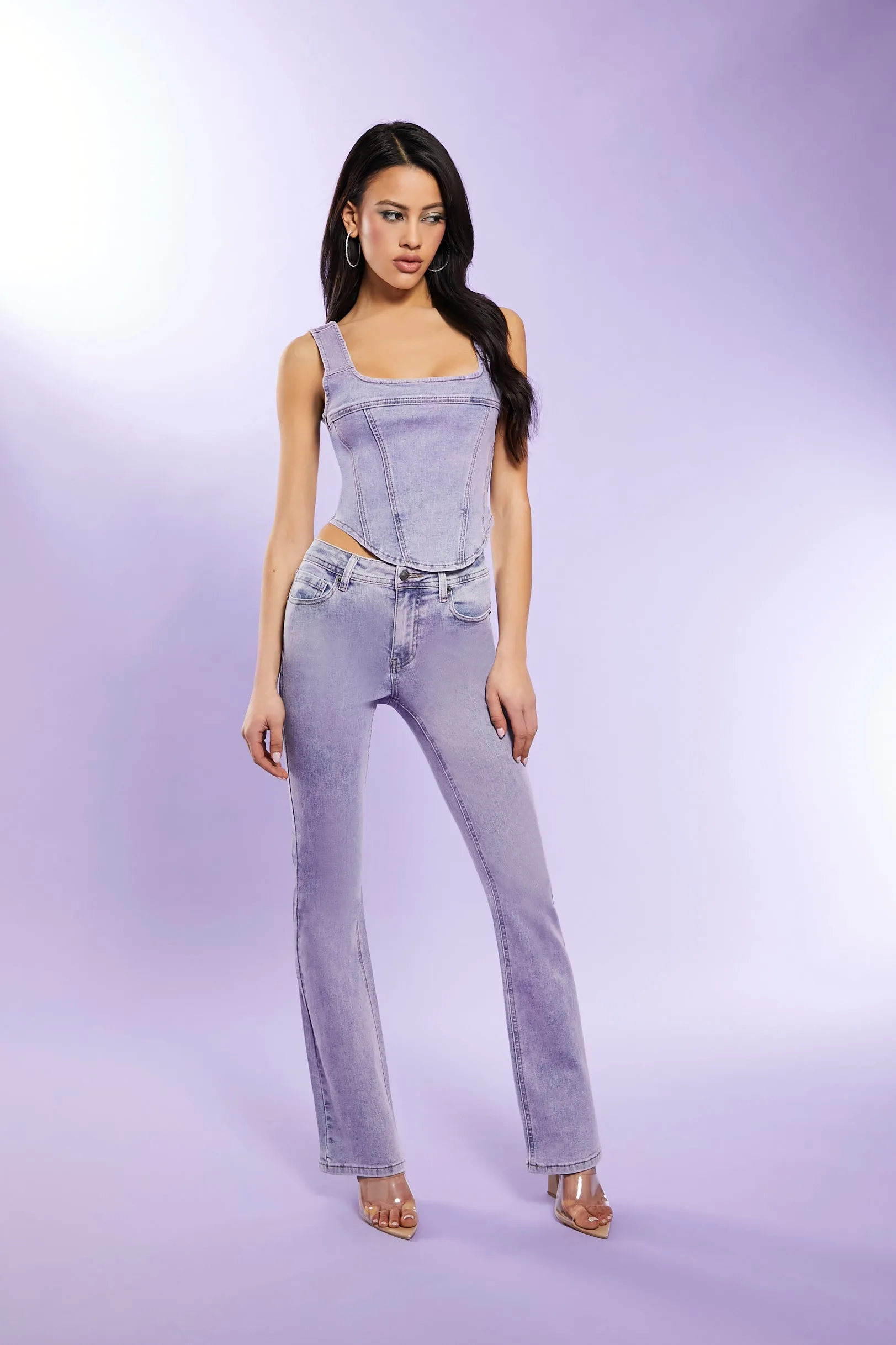 Jean à jambe semi-évasée en denim extensible délavé à l'acide sold by Urban Planet