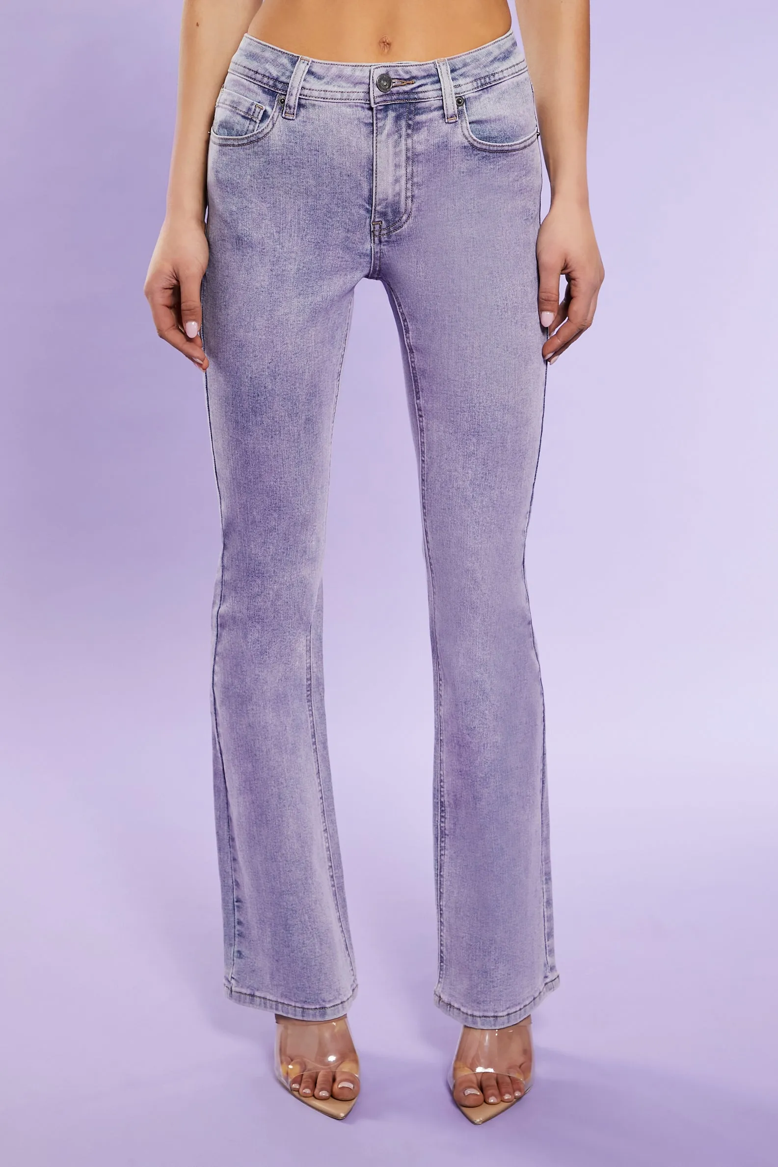 Jean à jambe semi-évasée en denim extensible délavé à l'acide sold by Urban Planet product image thumbnail 2