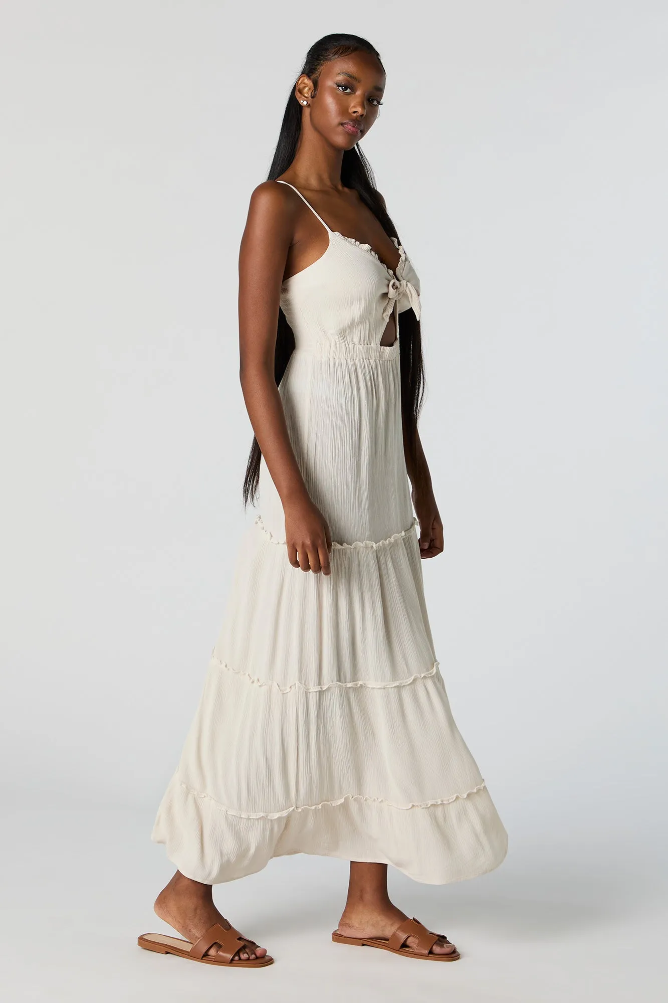 Self Tie Cut Out Tiered Maxi Dress sold by Urban Planet product image thumbnail 3