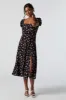 Robe midi fleurie à manches bouffantes et encolure en coeur sold by Urban Planet