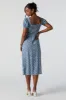 Robe midi fleurie à manches bouffantes et encolure en coeur sold by Urban Planet