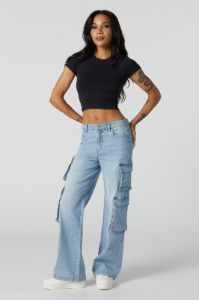 Jean cargo délavé pâle avec poches multiples sold by Urban Planet