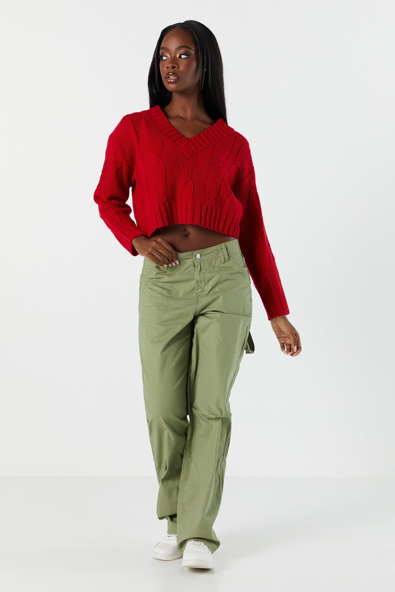 V-Neck Cable Knit Sweater sold by Urban Planet product image thumbnail 12