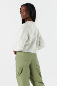 V-Neck Cable Knit Sweater sold by Urban Planet