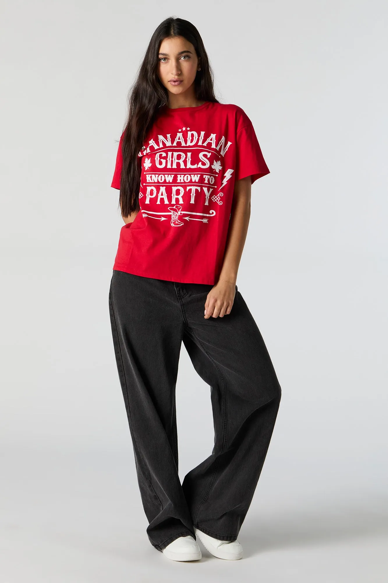 Canadian Girls Party Graphic Boyfriend T-Shirt sold by Urban Planet product image thumbnail 2