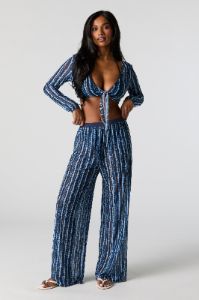 Pantalon couvre-maillot à jambe large en filet imprimé sold by Urban Planet