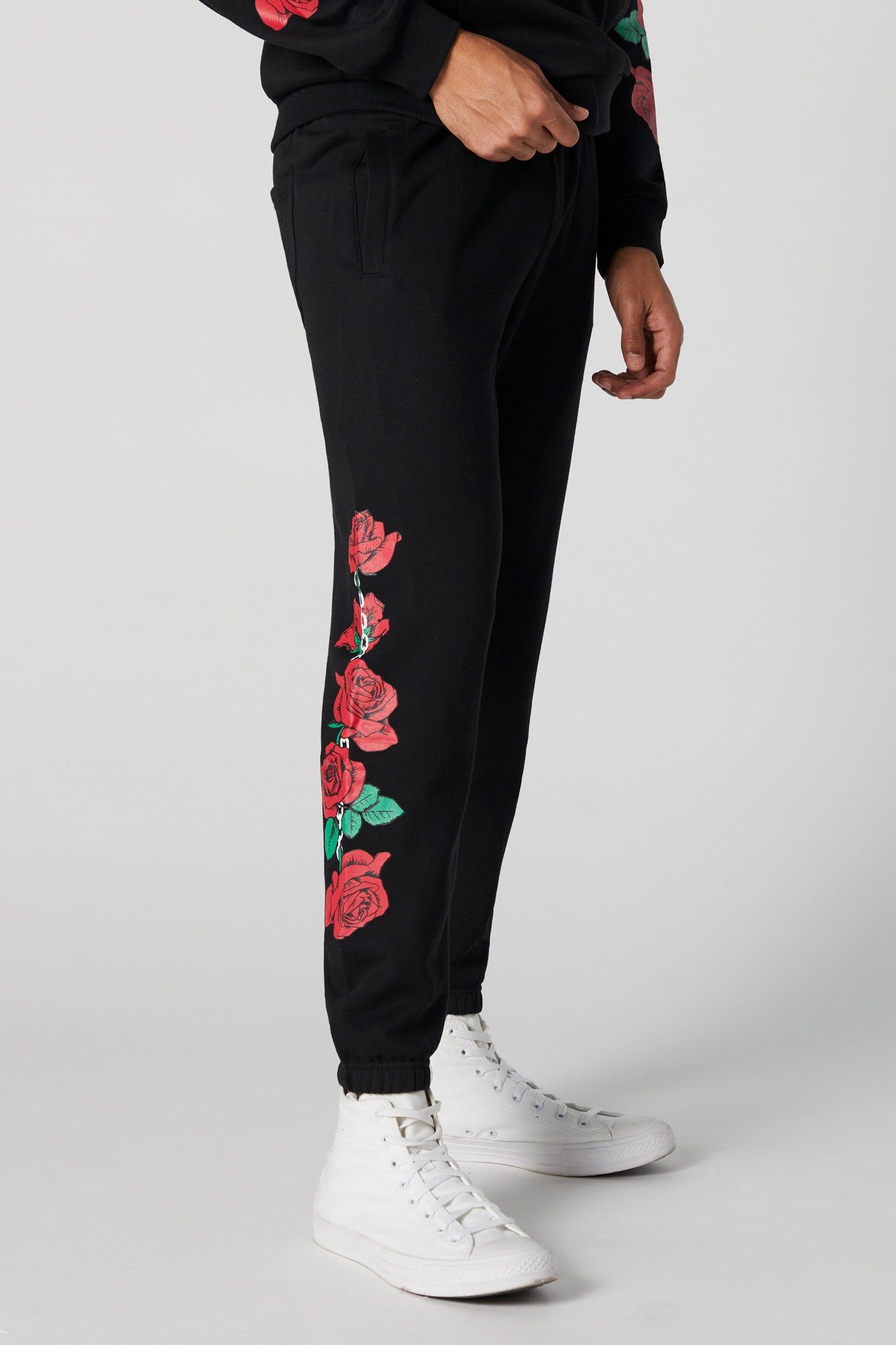 Roses Graphic Fleece Jogger sold by Urban Planet