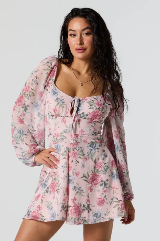 Floral Milkmaid Long Sleeve Romper sold by Urban Planet