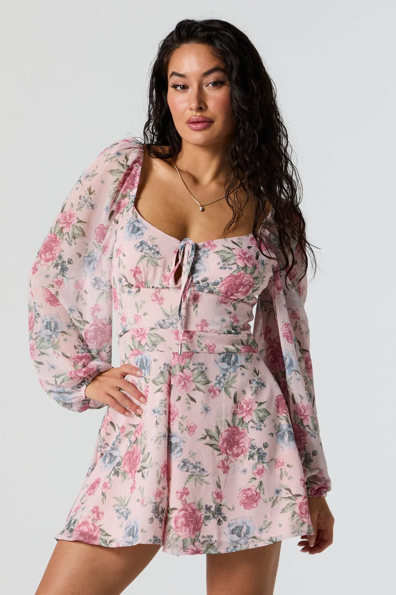 Floral Milkmaid Long Sleeve Romper sold by Urban Planet