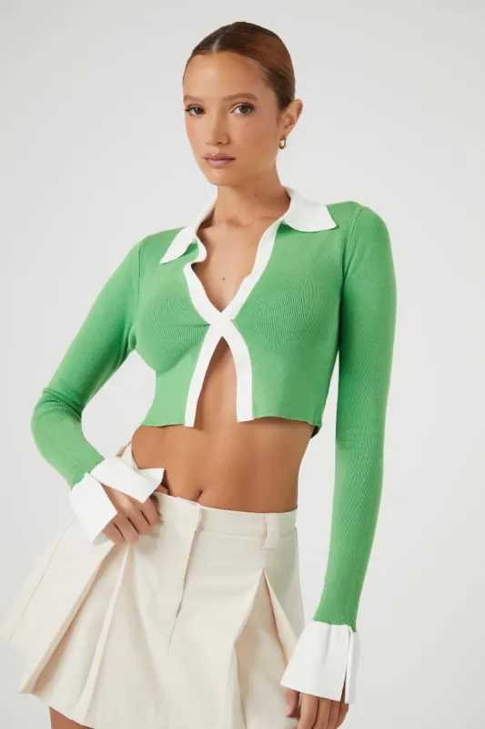 Split Hem Long Sleeve Crop Top sold by Urban Planet