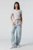 Striped Seamless Ribbed Scoop Neck T-Shirt sold by Urban Planet