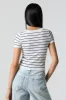 Striped Seamless Ribbed Scoop Neck T-Shirt sold by Urban Planet