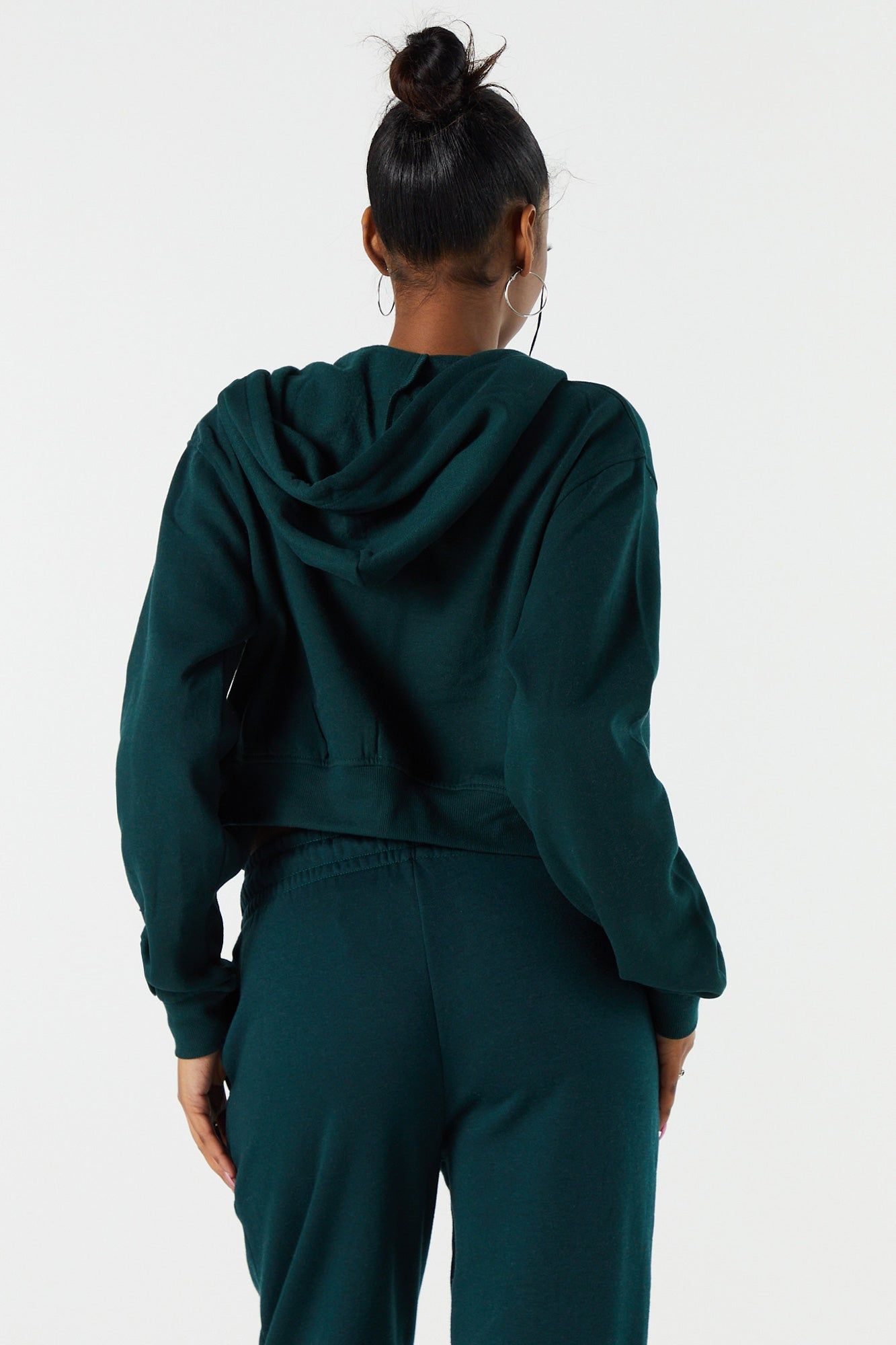 Coloré Haut court à capuchon en molleton avec fermeture à glissière sold by Urban Planet product image thumbnail 4