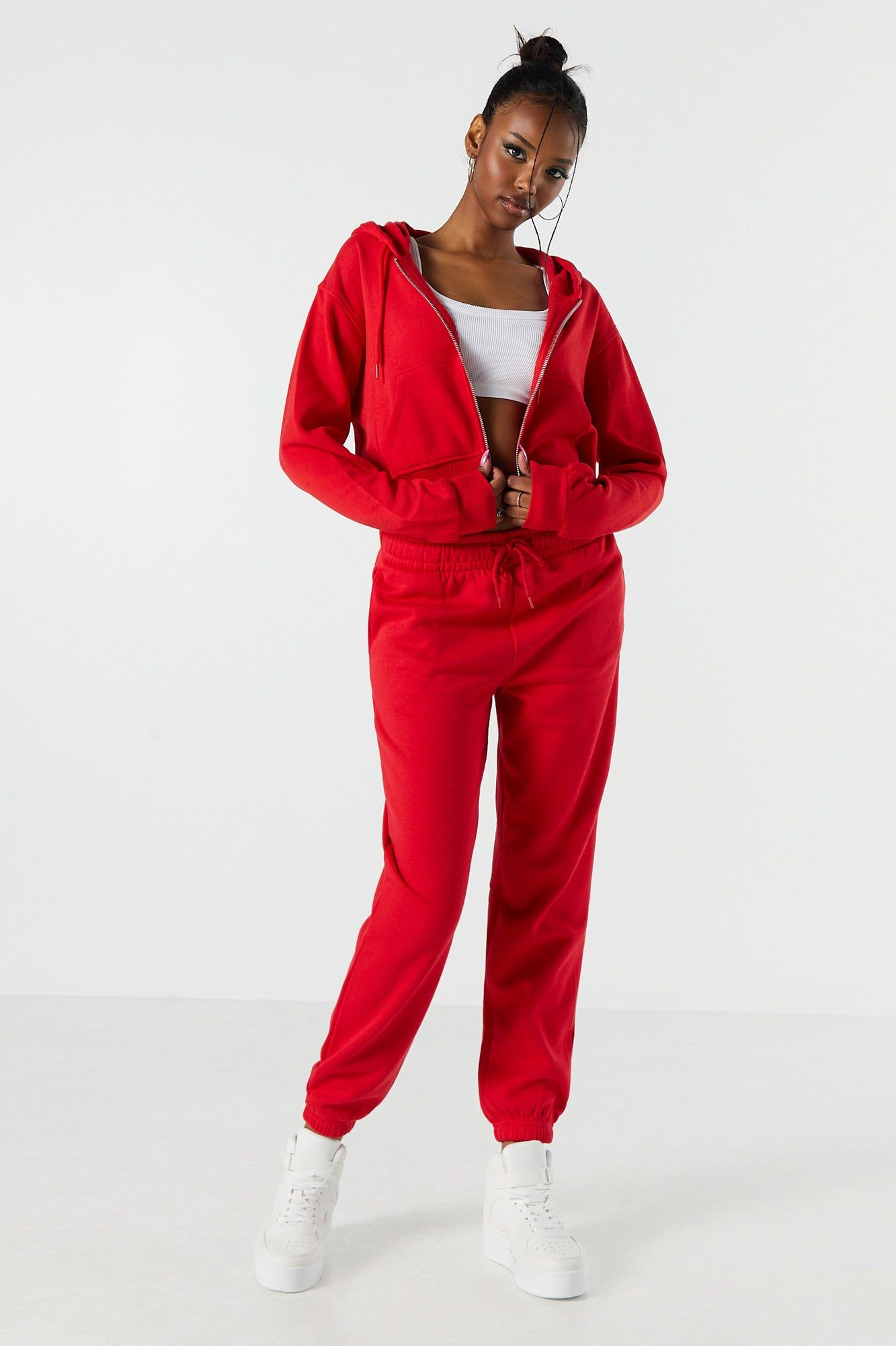 Coloré Haut court à capuchon en molleton avec fermeture à glissière sold by Urban Planet product image thumbnail 8