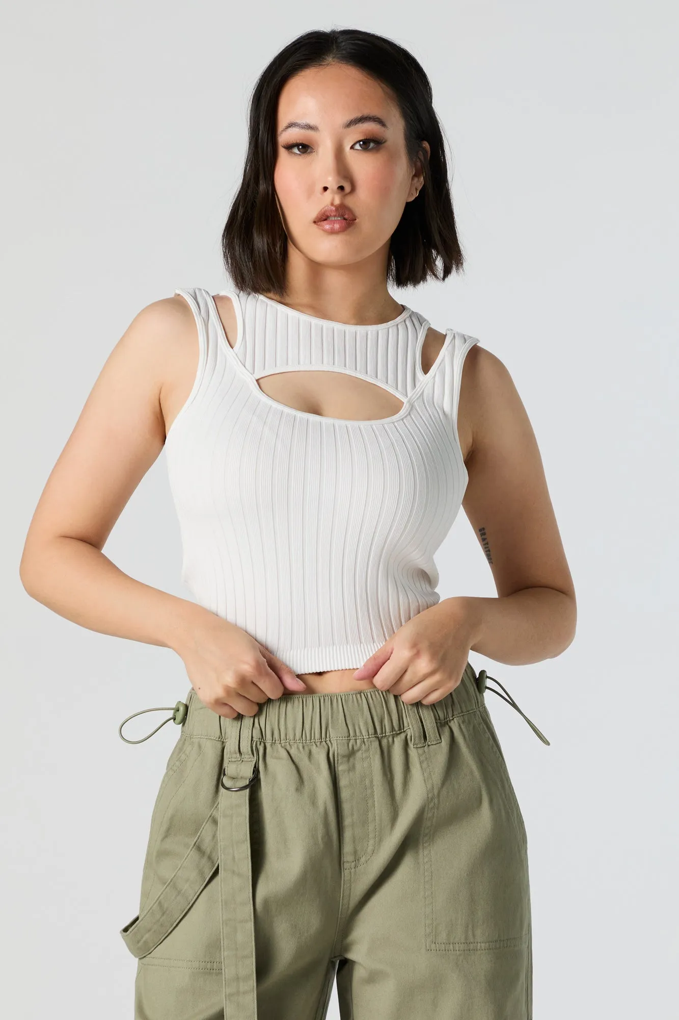Ribbed Knit Cut-Out Combo Tank sold by Urban Planet product image thumbnail 5