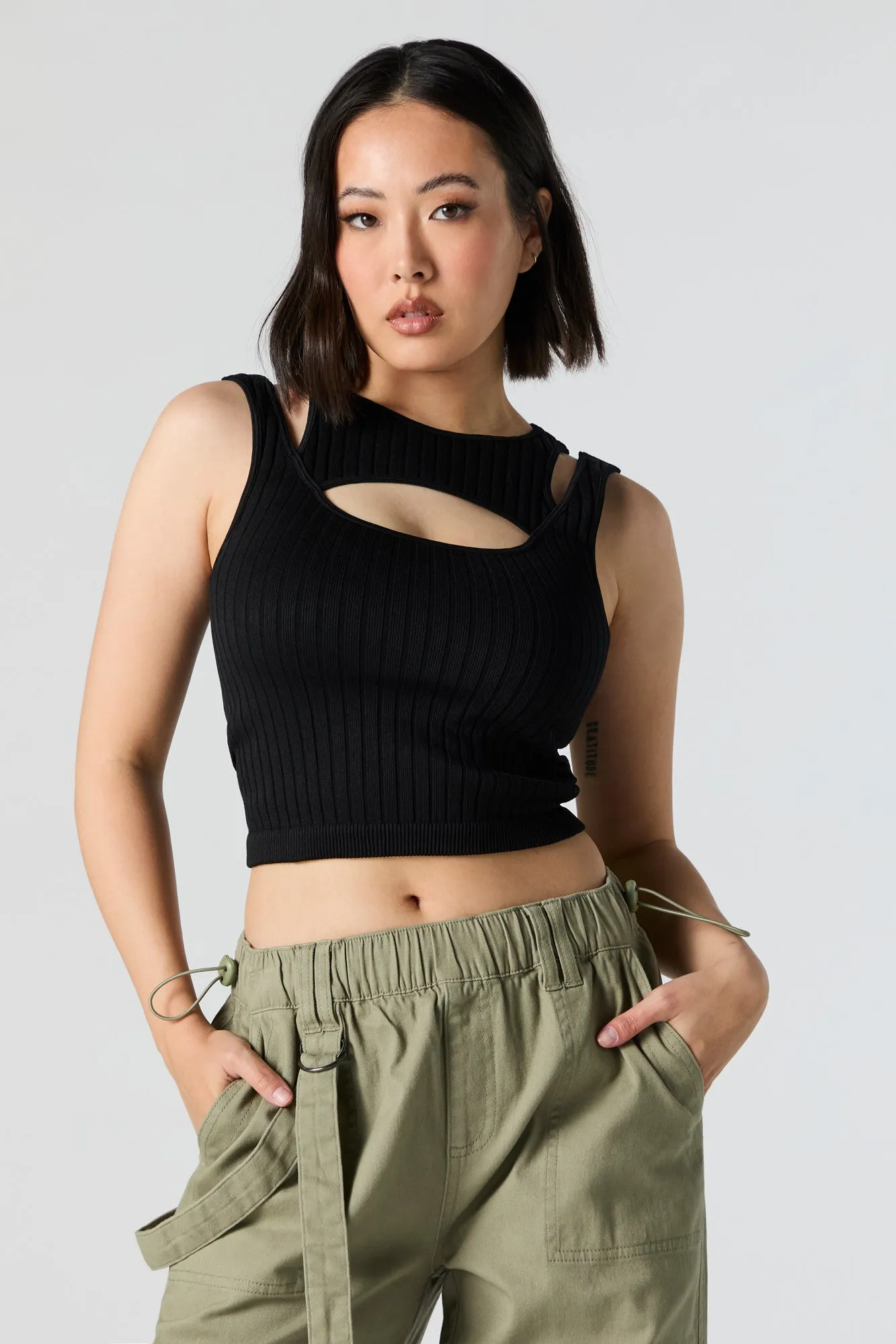 Ribbed Knit Cut-Out Combo Tank sold by Urban Planet product image thumbnail 4