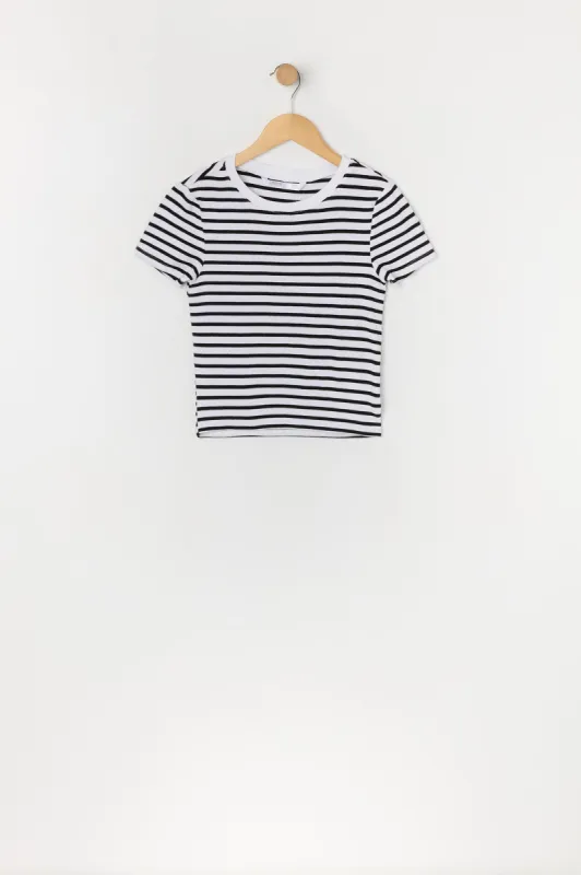 T-shirt ras du cou côtelé rayé pour fille sold by Urban Planet
