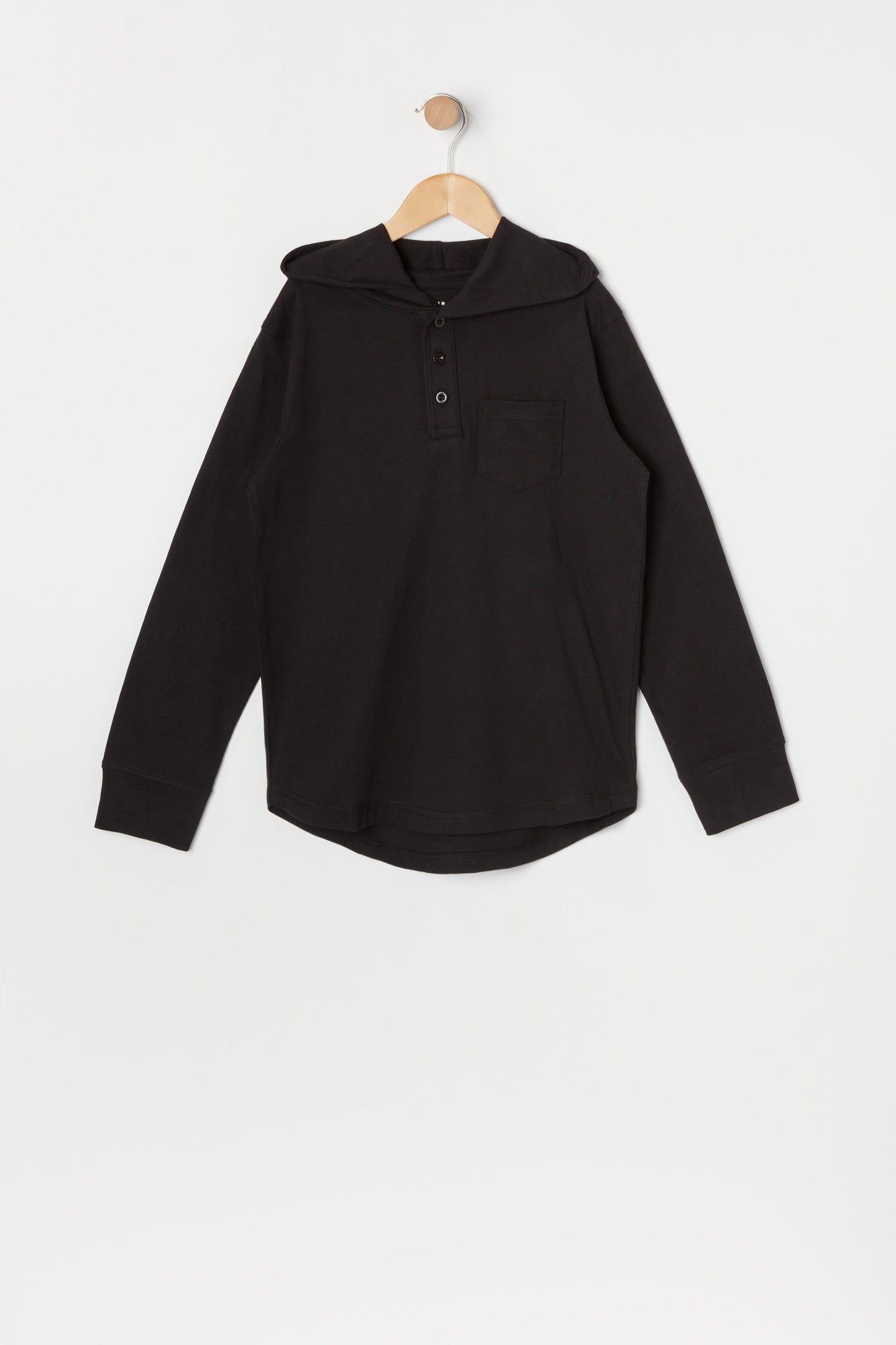 Unisex Hooded Henley Long Sleeve Top sold by Urban Planet product image thumbnail 3