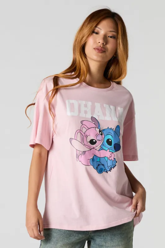 T-shirt coupe garçonne à imprimé Ohana Stitch & Angel sold by Urban Planet