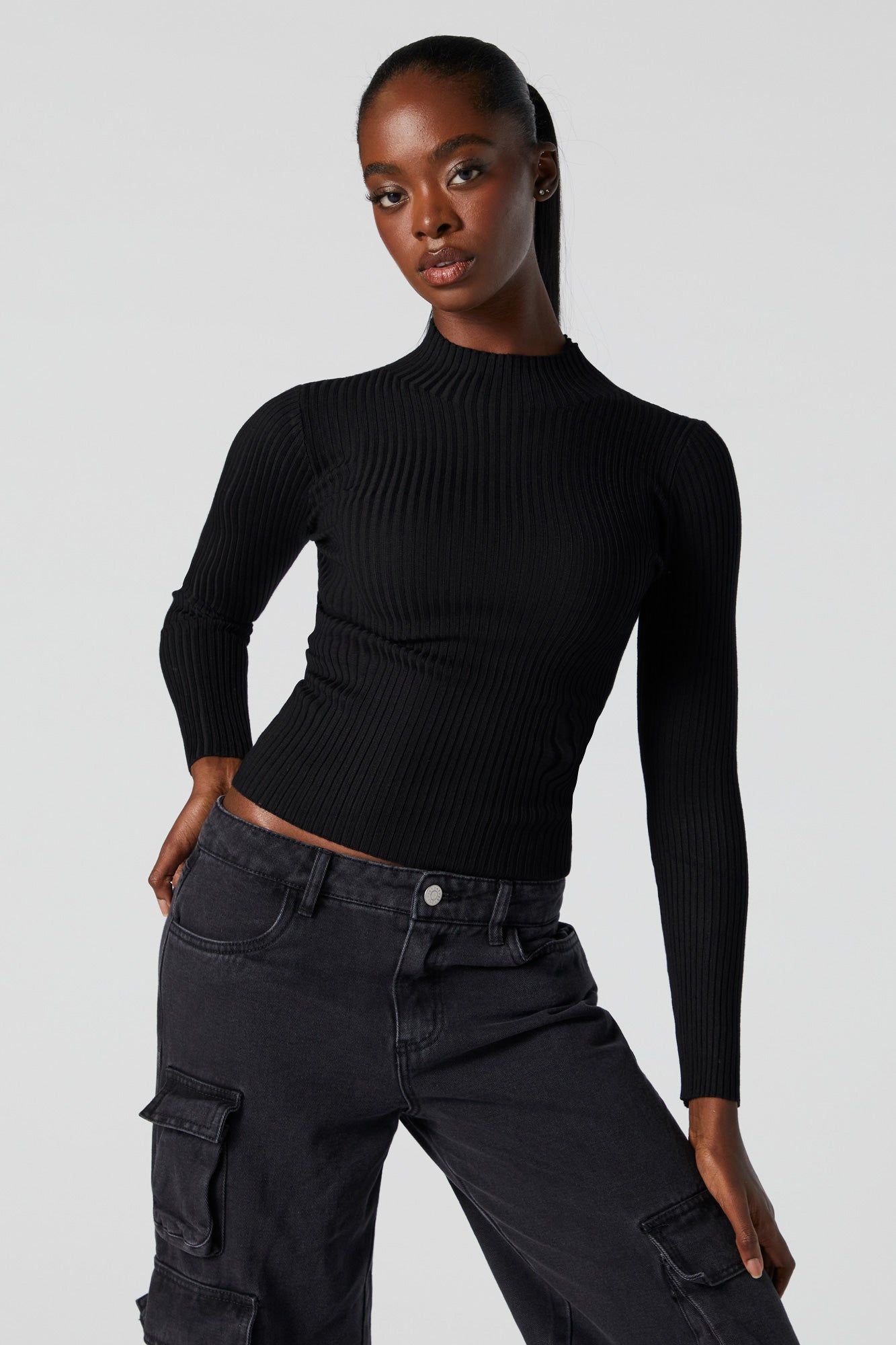 Chandail en tricot côtelé avec col cheminée sold by Urban Planet product image thumbnail 4