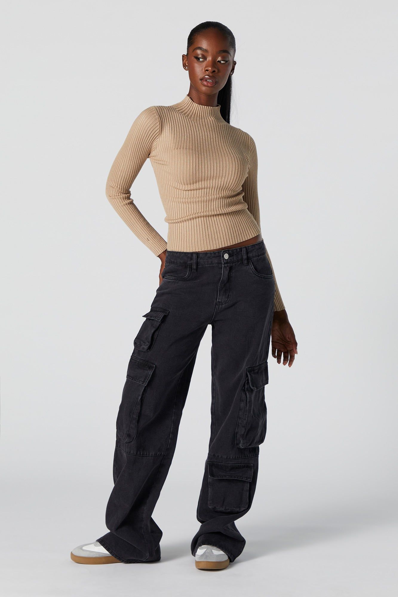 Chandail en tricot côtelé avec col cheminée sold by Urban Planet product image thumbnail 3