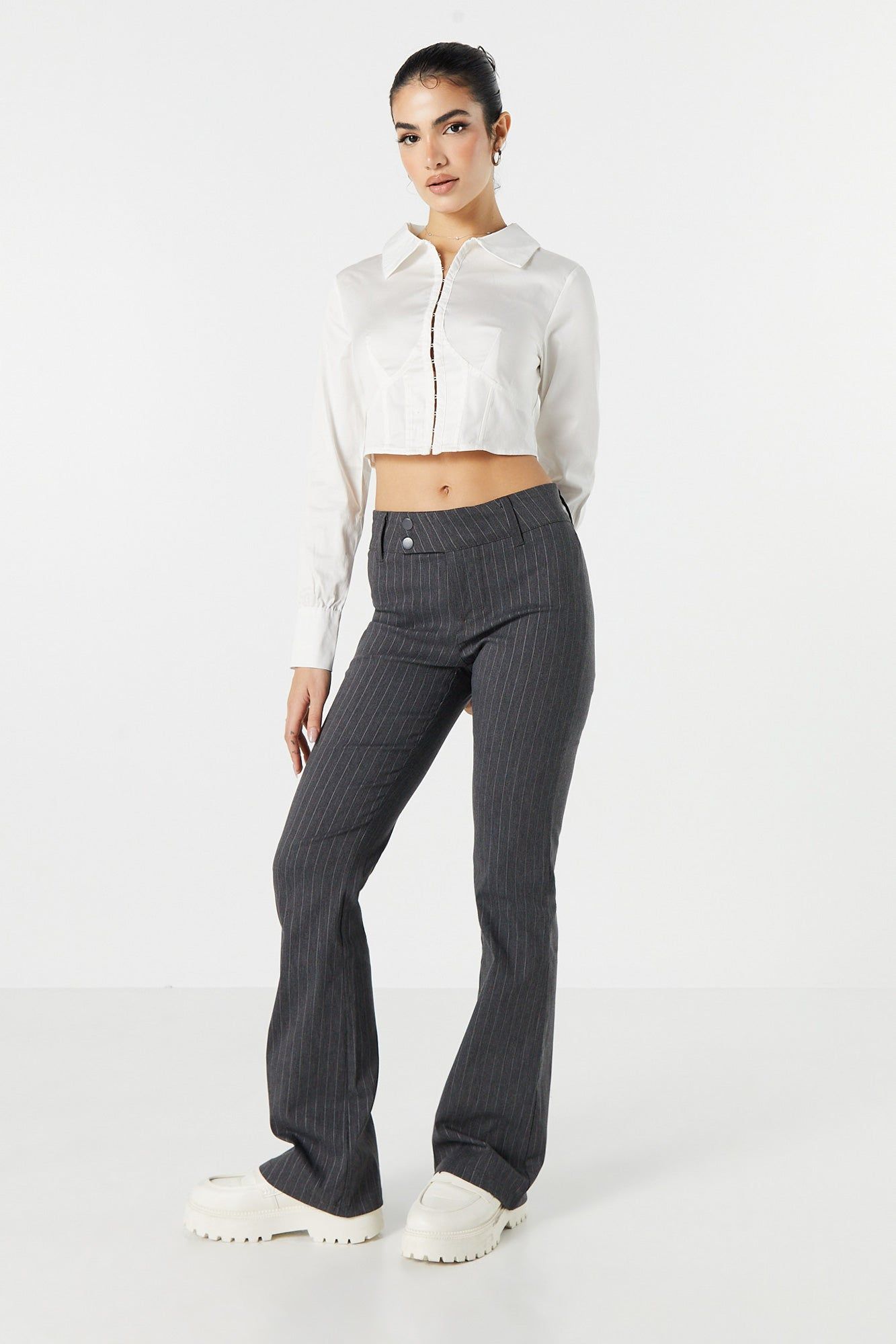 Pinstriped Flare Dress Pant sold by Urban Planet