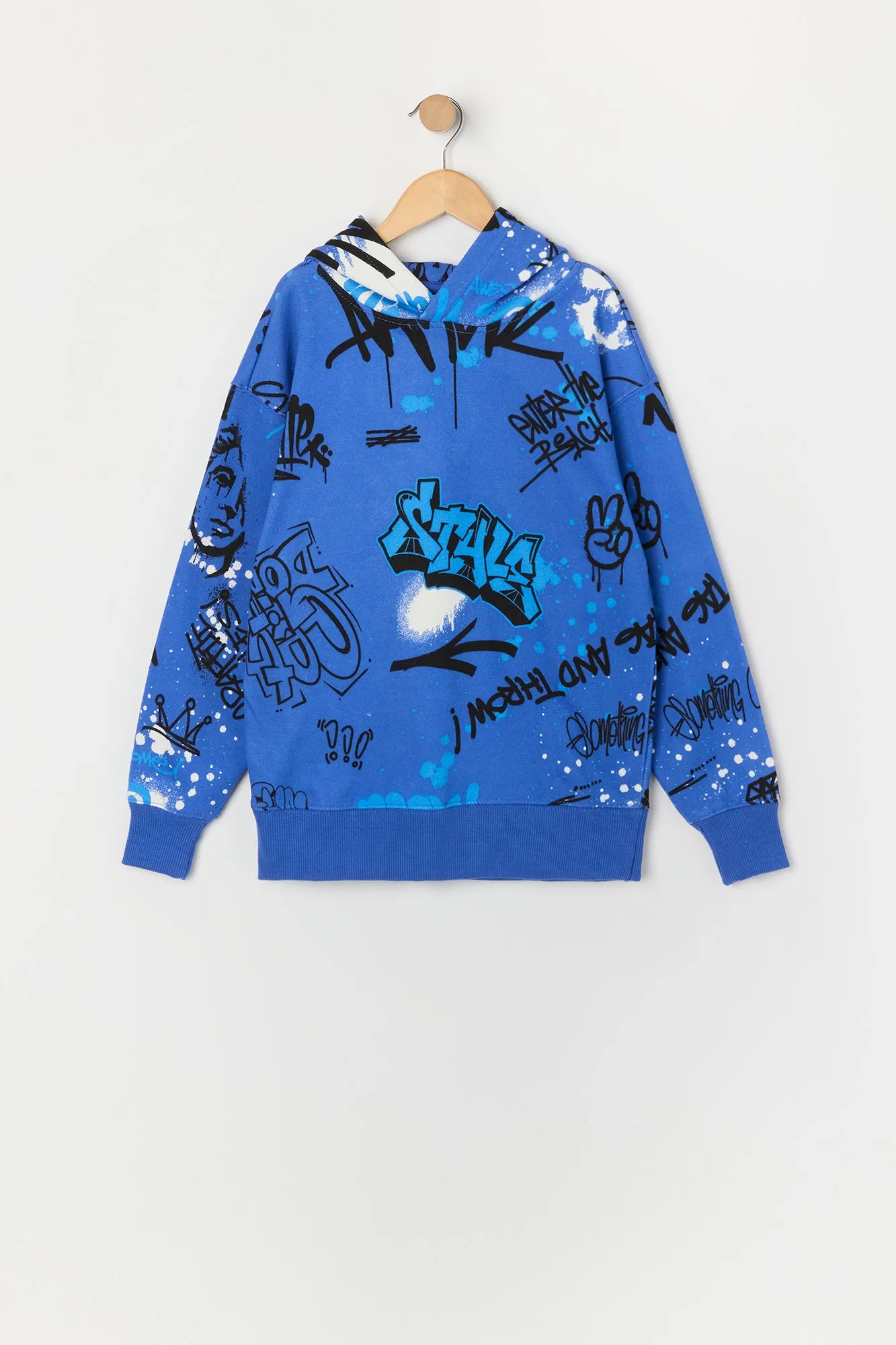 Boys Graffiti Print Fleece Hoodie sold by Urban Planet