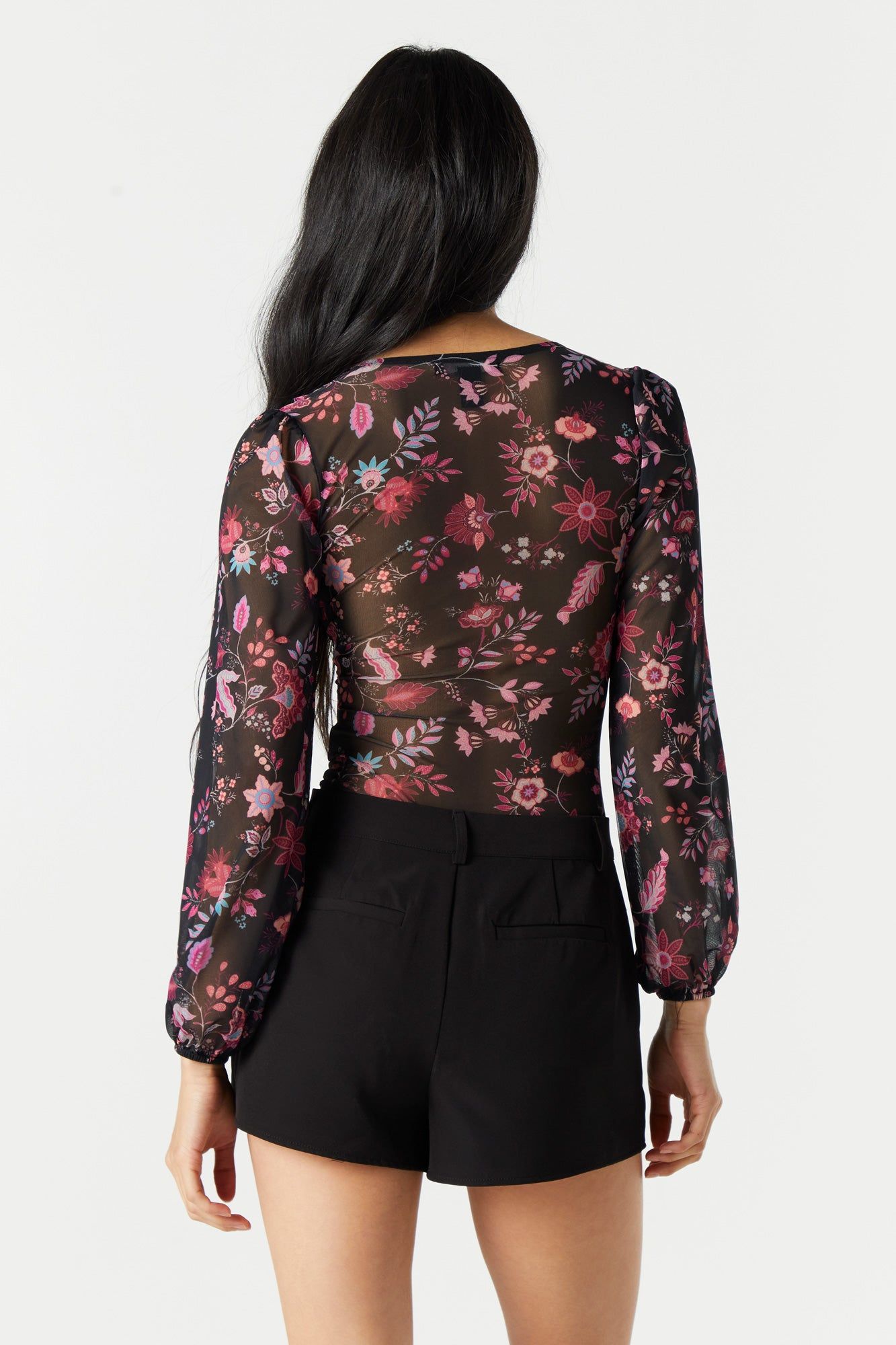 Floral Mesh Long Sleeve Bodysuit sold by Urban Planet product image thumbnail 2