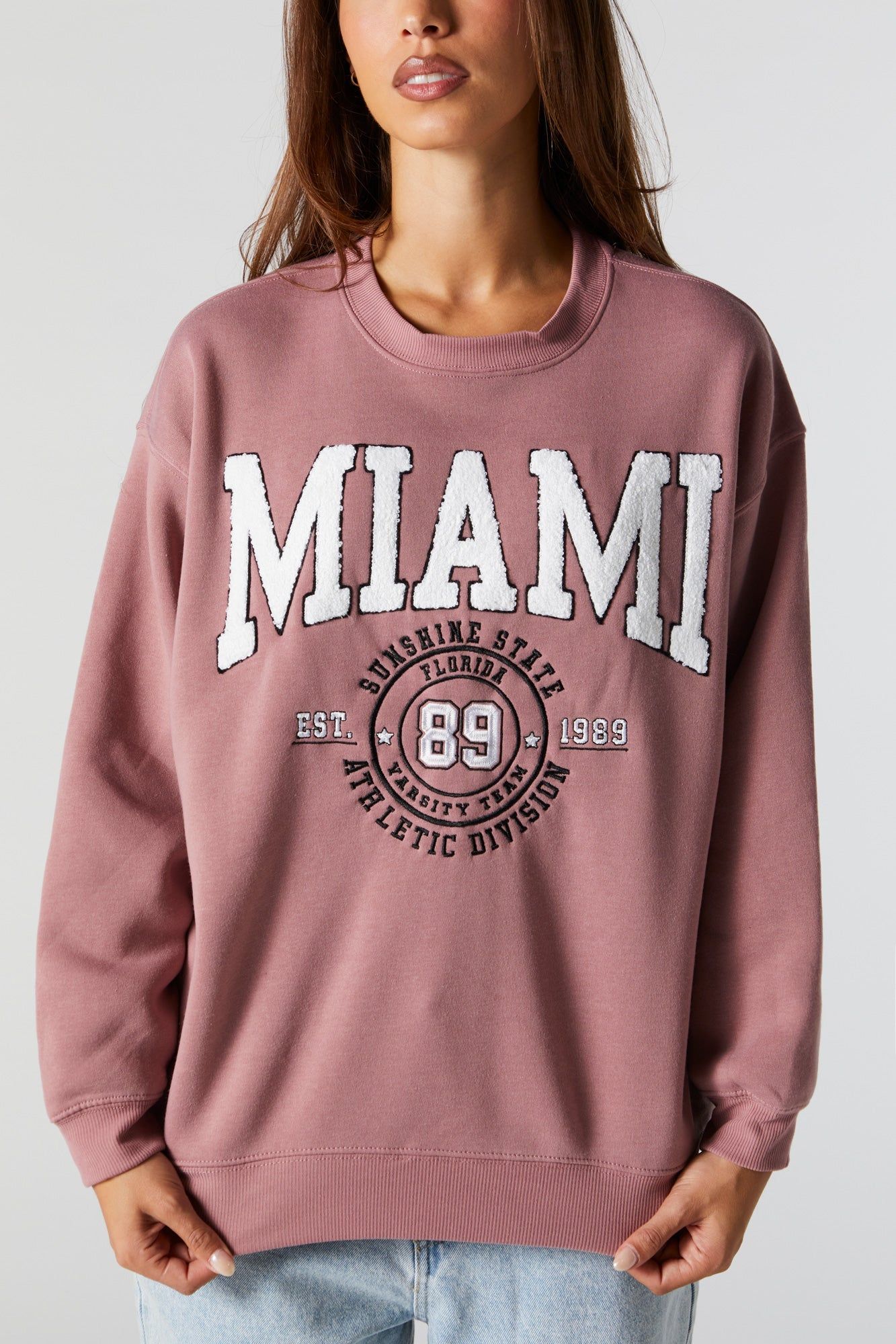 Chenille Embroidered Miami Fleece Sweatshirt sold by Urban Planet product image thumbnail 4