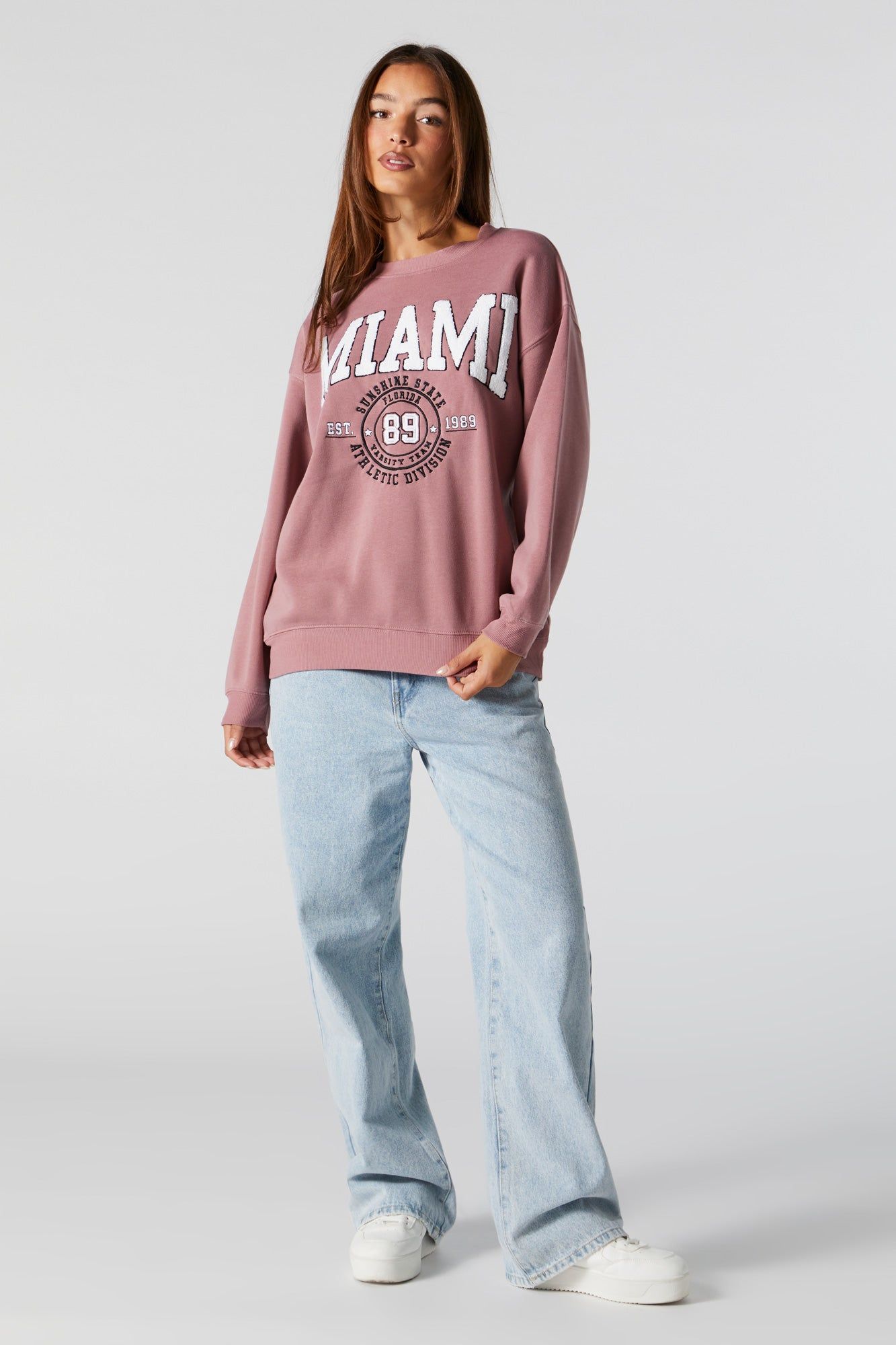 Chenille Embroidered Miami Fleece Sweatshirt sold by Urban Planet product image thumbnail 3