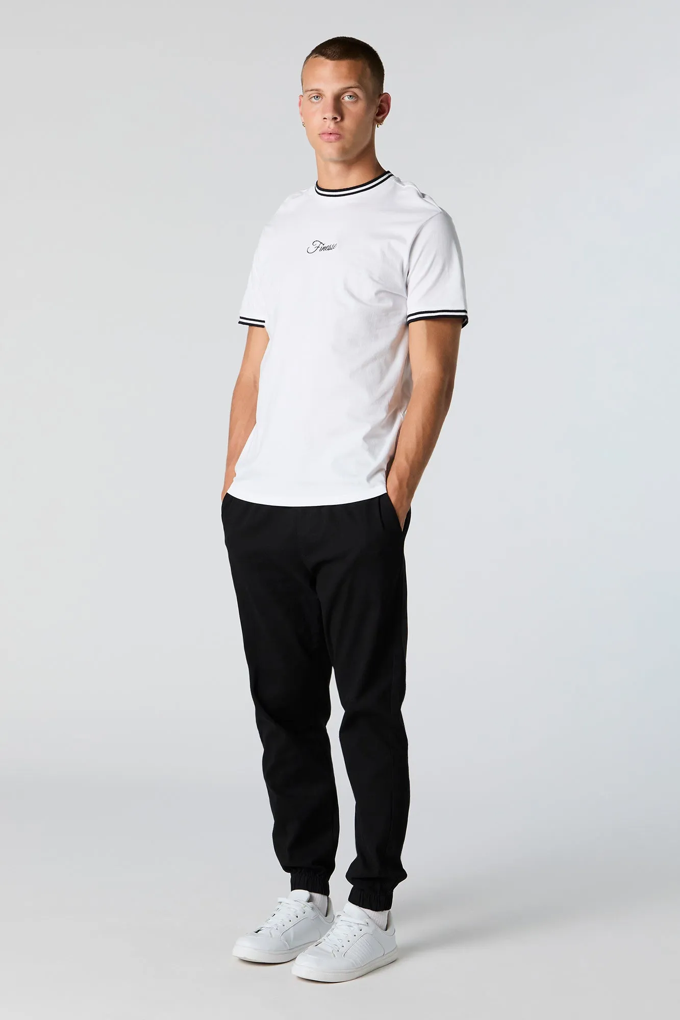 Finesse Embroidered Contrast Trim T-Shirt sold by Urban Planet product image thumbnail 3