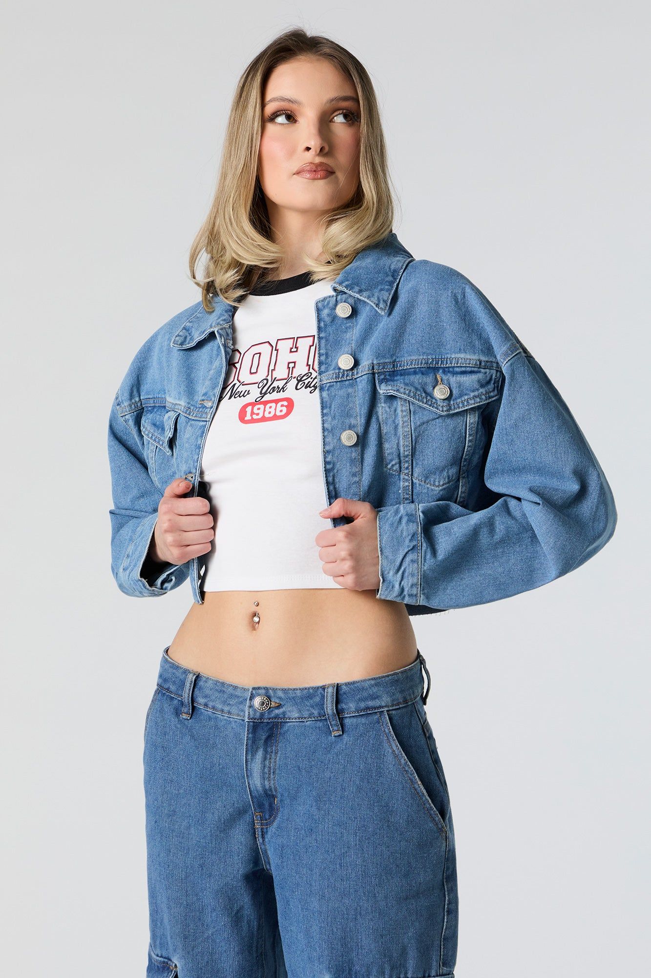 Cropped Denim Jacket sold by Urban Planet product image thumbnail 4