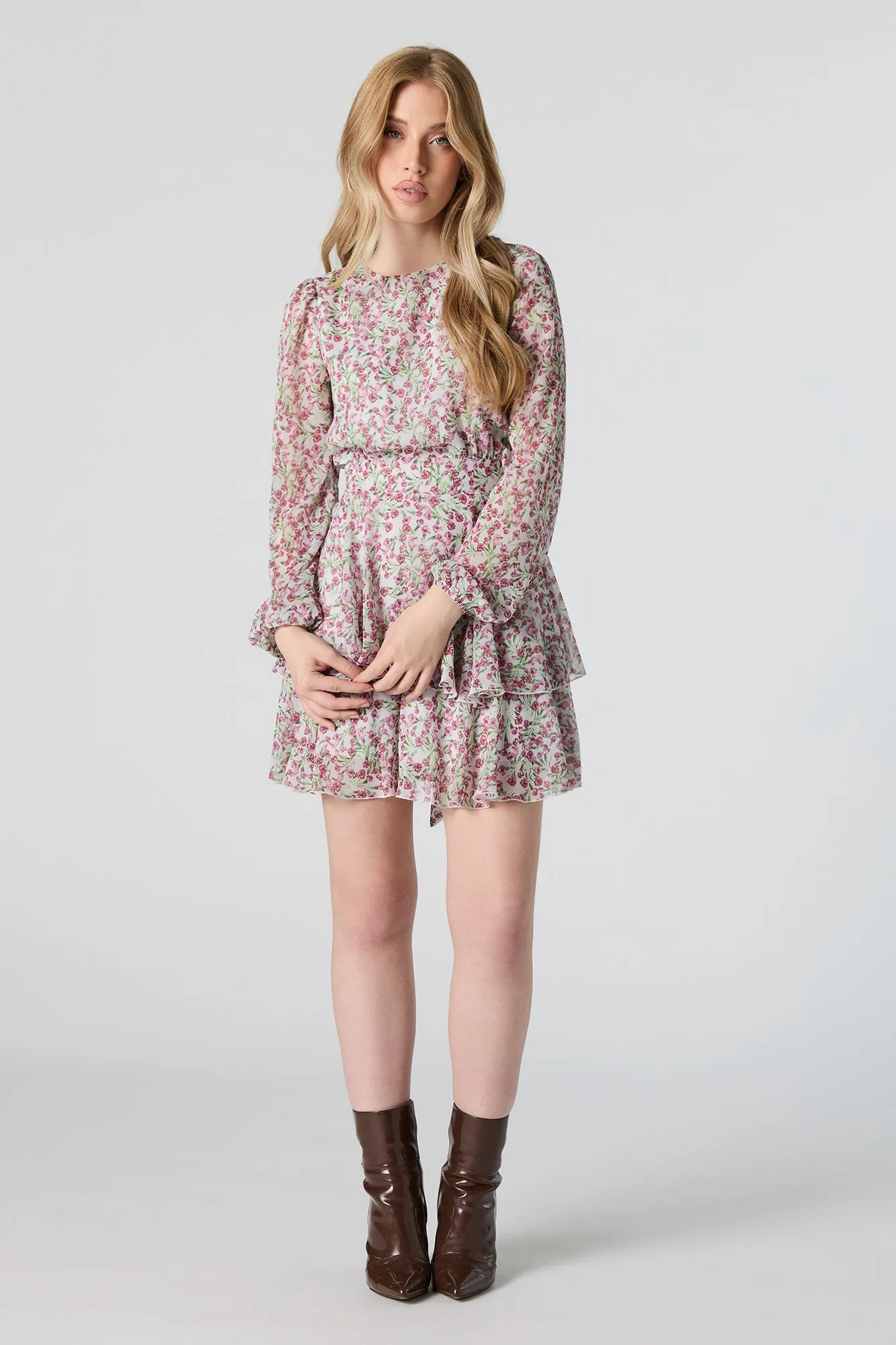 Minirobe volantée en chiffon à manches longues sold by Urban Planet product image thumbnail 3