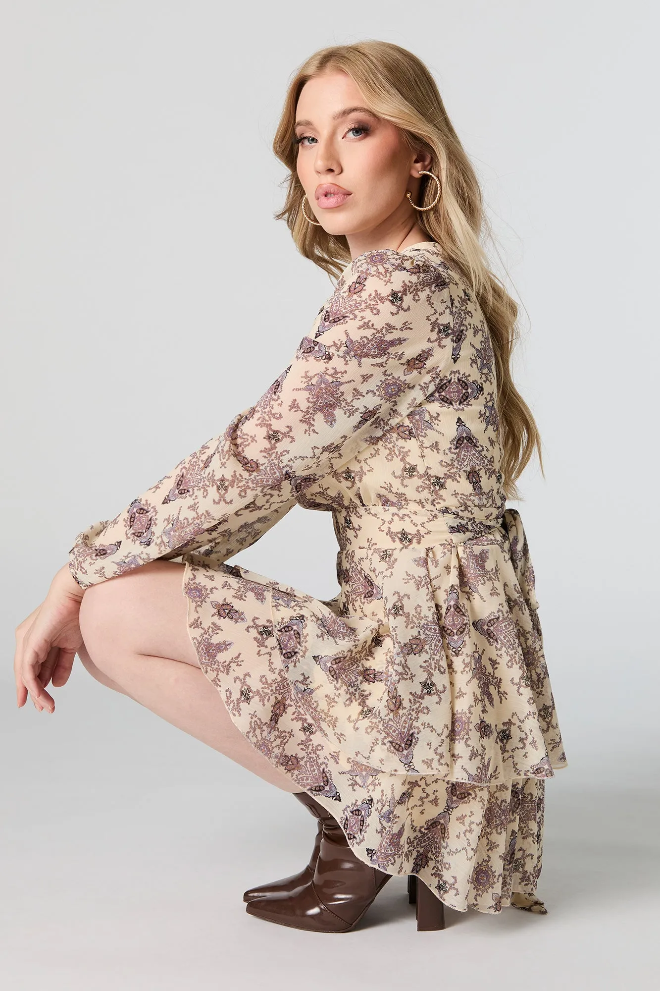 Minirobe volantée en chiffon à manches longues sold by Urban Planet product image thumbnail 4