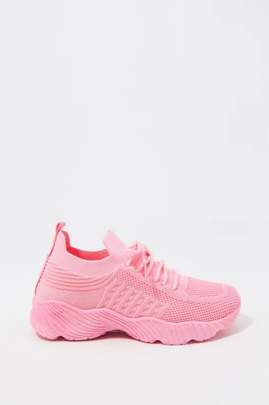 Girls Knit Lace Up Sneaker sold by Urban Planet