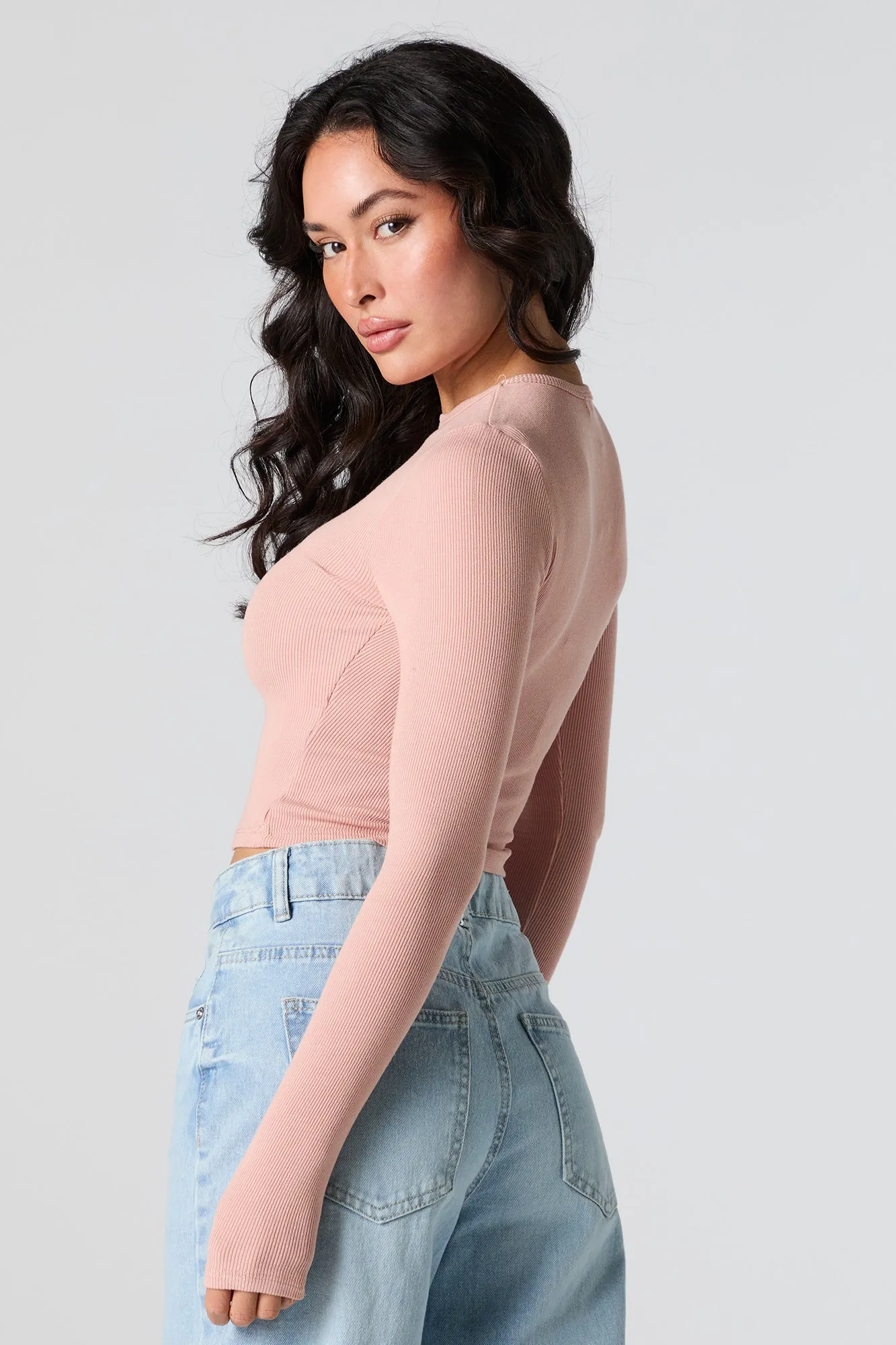 Rhinestone Graphic Ribbed Long Sleeve Top sold by Urban Planet product image thumbnail 2