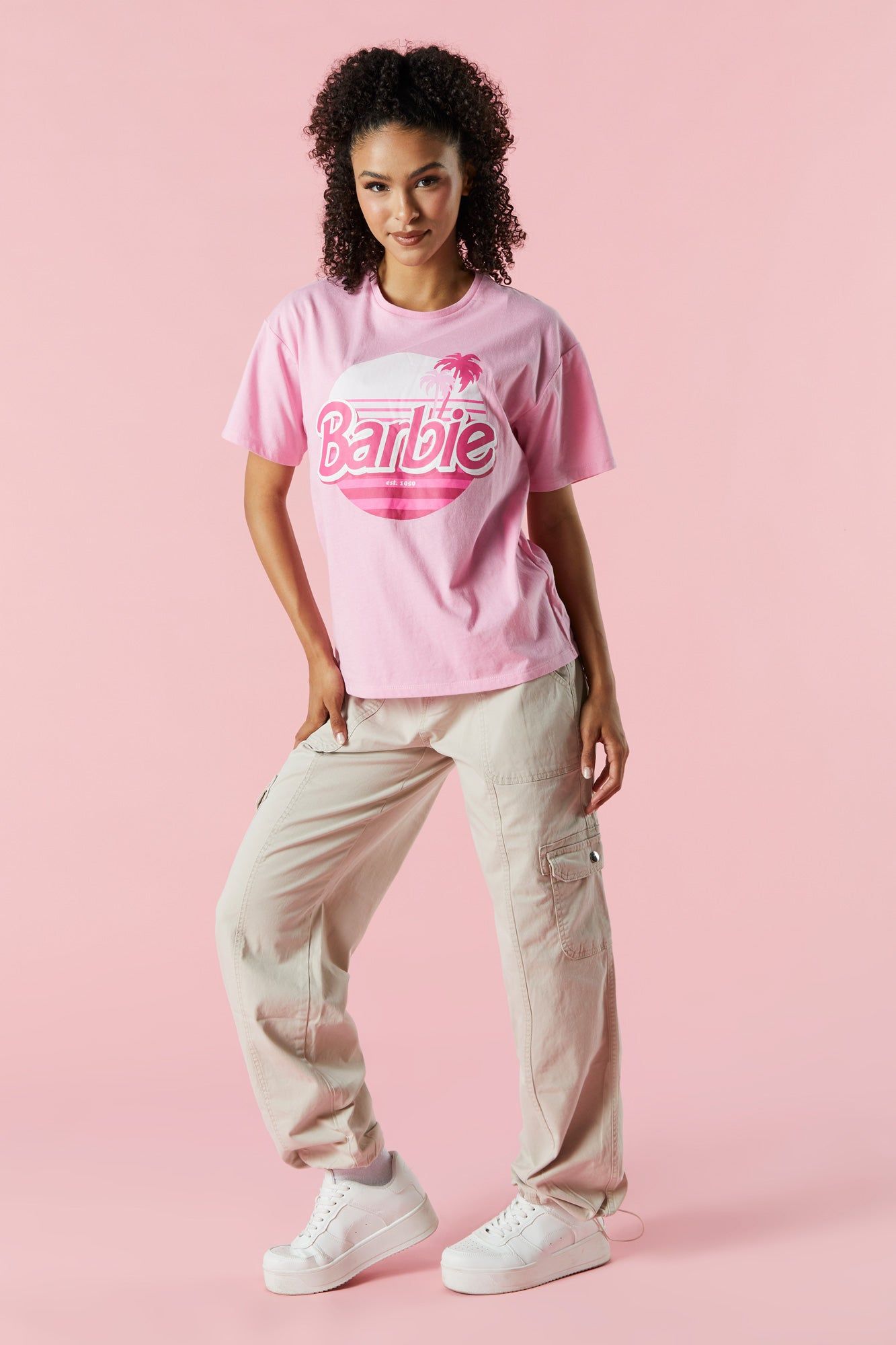 Barbie™ Pink Circle Graphic Boyfriend T-Shirt sold by Urban Planet product image thumbnail 3